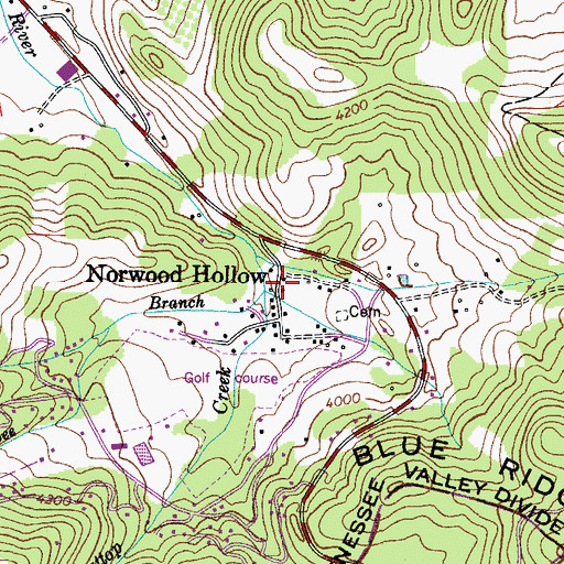 Topographic Map of Bee Branch, NC