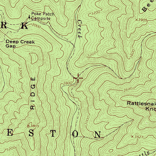 Topographic Map of Beetree Creek, NC