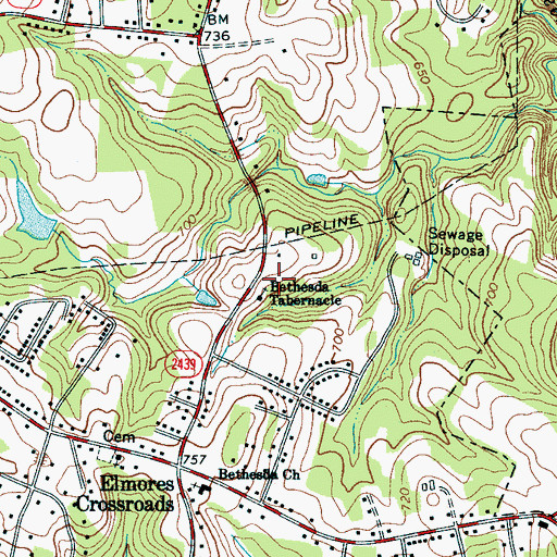 Topographic Map of Bethesda Tabernacle, NC