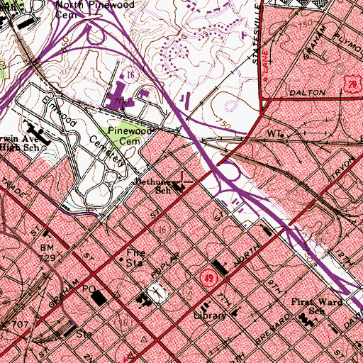 Topographic Map of Bethune School, NC