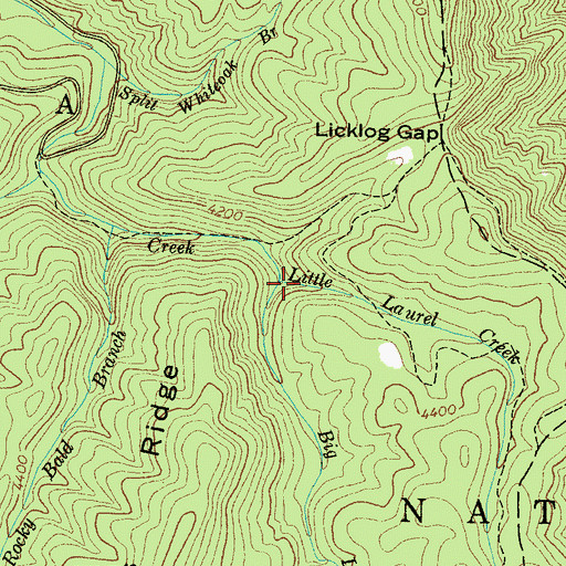 Topographic Map of Big Laurel Creek, NC