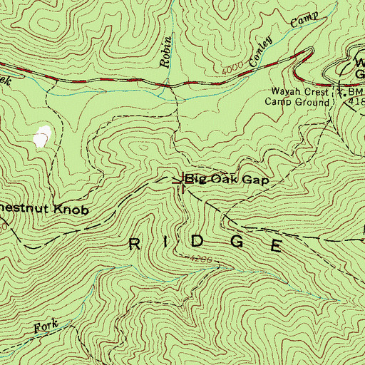 Topographic Map of Big Oak Gap, NC