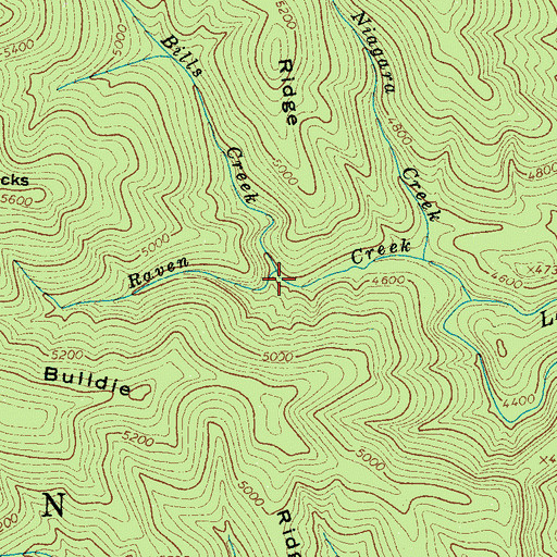 Topographic Map of Bills Creek, NC