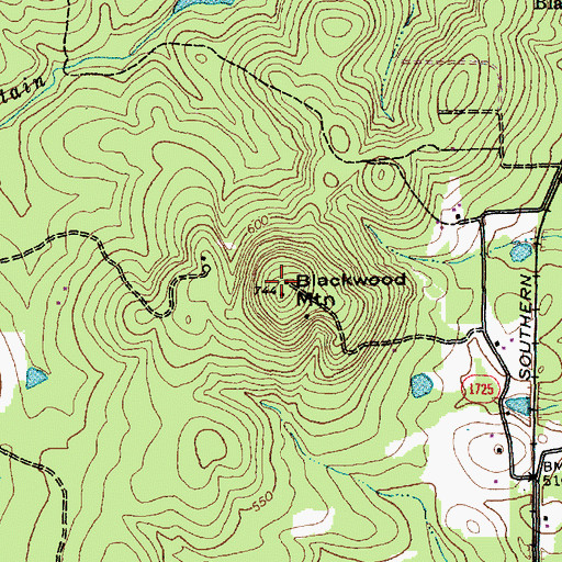 Topographic Map of Blackwood Mountain, NC