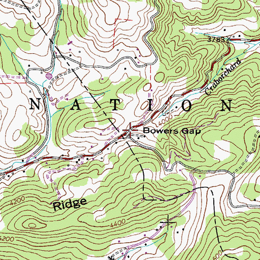Topographic Map of Bowers Gap, NC