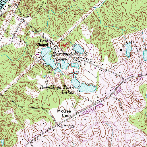 Topographic Map of Brinkleys Twin Lakes, NC