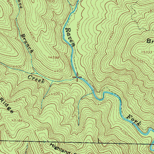 Topographic Map of Bulldie Creek, NC