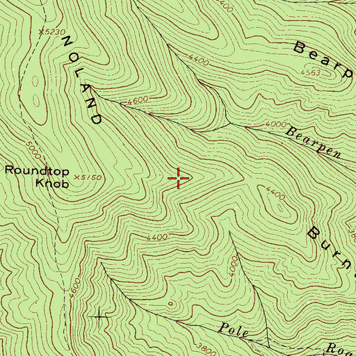 Topographic Map of Burnt Spruce Ridge, NC