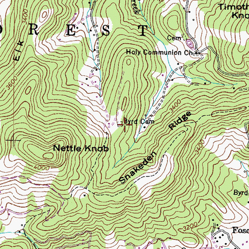 Topographic Map of Byrd Cemetery, NC