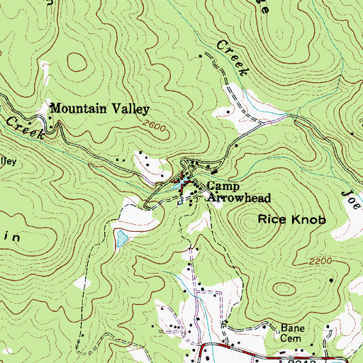 Topographic Map of Camp Arrowhead, NC