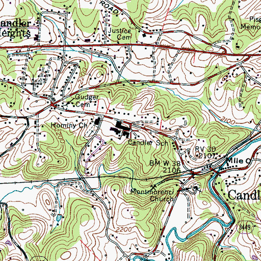 Topographic Map of Candler School, NC