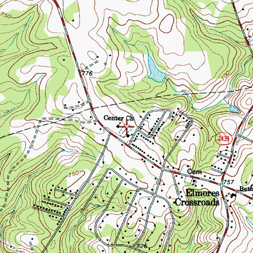 Topographic Map of Center Church, NC
