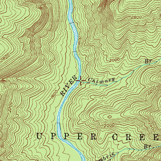 Topographic Map of Chimney Branch, NC
