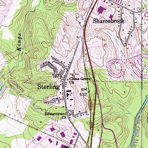 Topographic Map of China Grove Church, NC