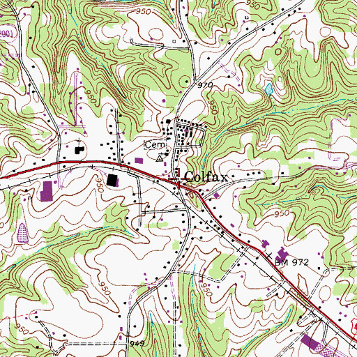 Topographic Map of Colfax, NC