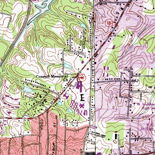 Topographic Map of Conrad Memorial Church, NC