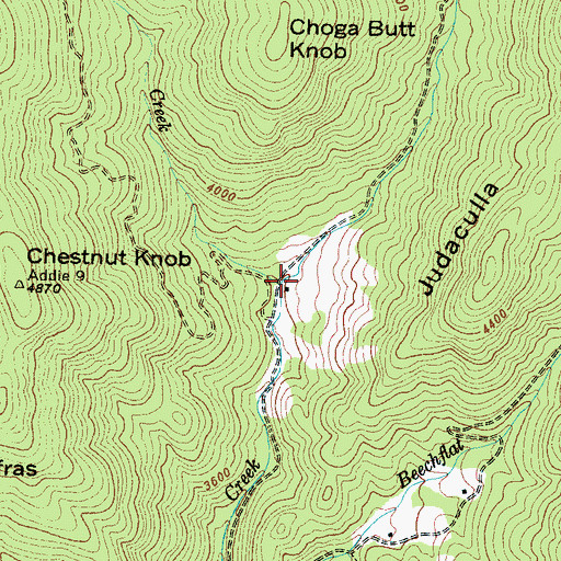 Topographic Map of Coppermine Creek, NC