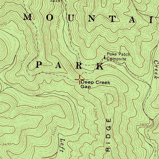 Topographic Map of Deep Creek Gap, NC
