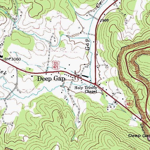Topographic Map of Deep Gap, NC