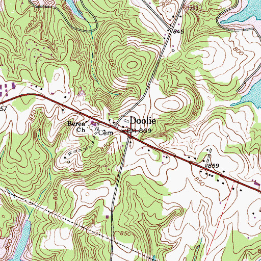 Topographic Map of Doolie, NC