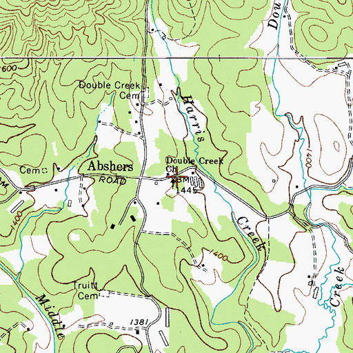 Topographic Map of Double Creek Church, NC