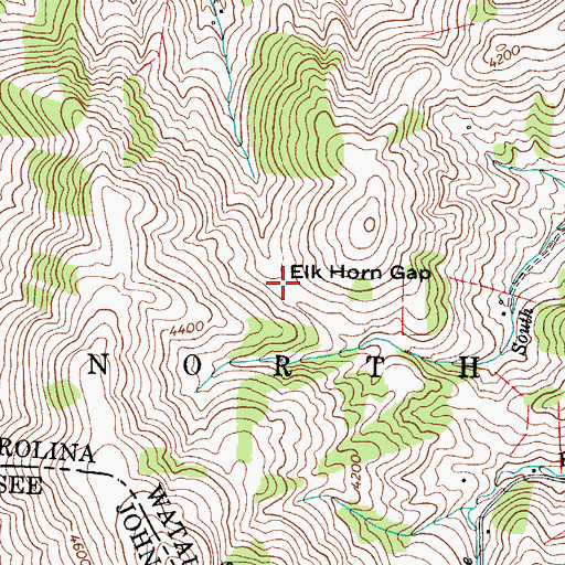 Topographic Map of Elk Horn Gap, NC