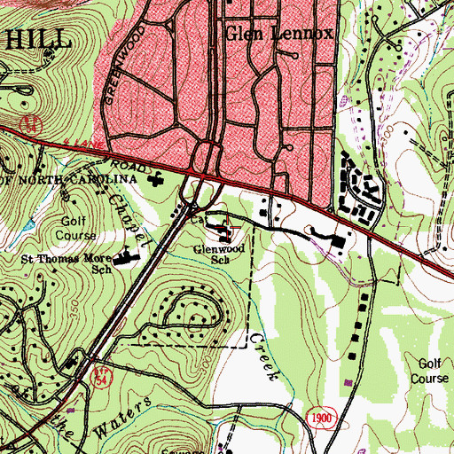 Topographic Map of Glenwood School, NC