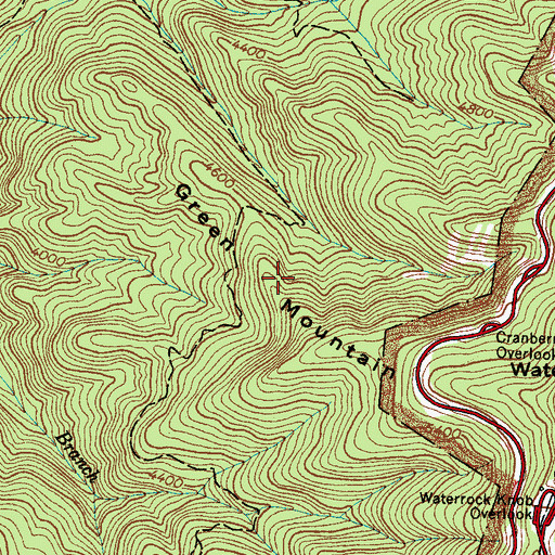 Topographic Map of Green Mountain, NC