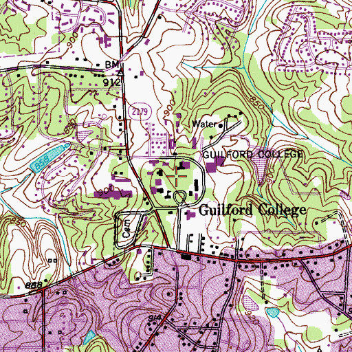 Topographic Map of Guilford College, NC