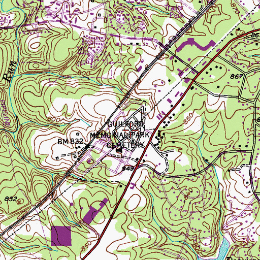 Topographic Map of Guilford Memorial Park Cemetery, NC