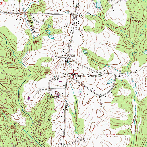 Topographic Map of Hartis Grove Church, NC