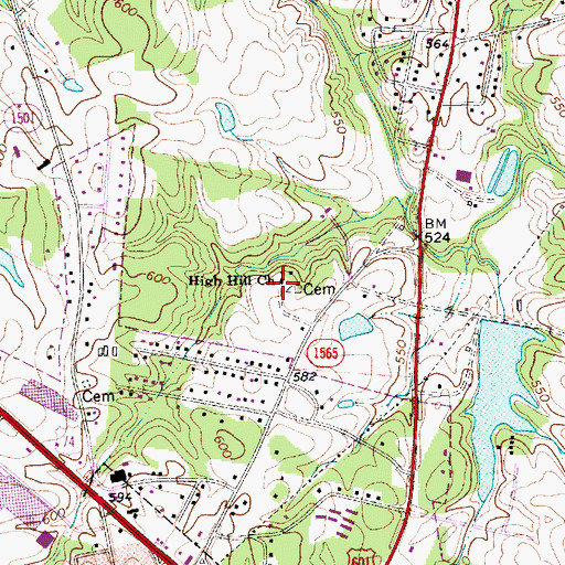 Topographic Map of High Hill Church, NC