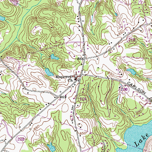 Topographic Map of Hopewell Church, NC
