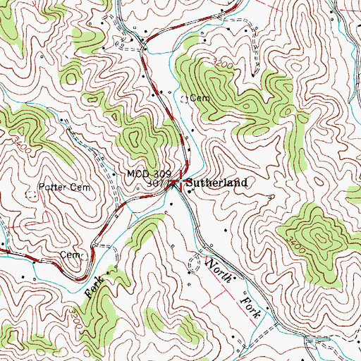 Topographic Map of Hoskin Fork, NC