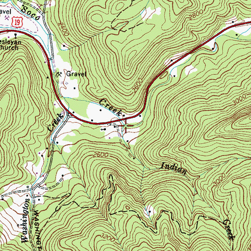 Topographic Map of Indian Creek, NC