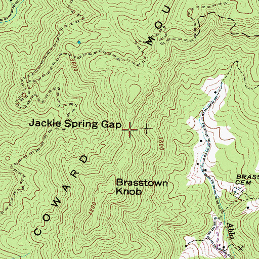 Topographic Map of Jackie Spring Gap, NC