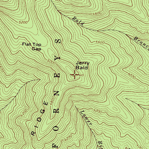 Topographic Map of Jerry Bald, NC
