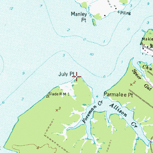 Topographic Map of July Point, NC