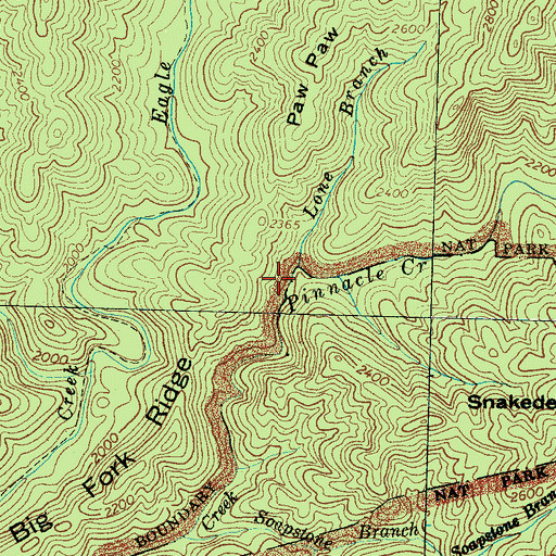 Topographic Map of Lane Branch, NC