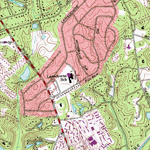 Topographic Map of Lansdowne Elementary School, NC