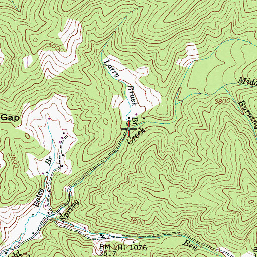 Topographic Map of Larry Brush Branch, NC