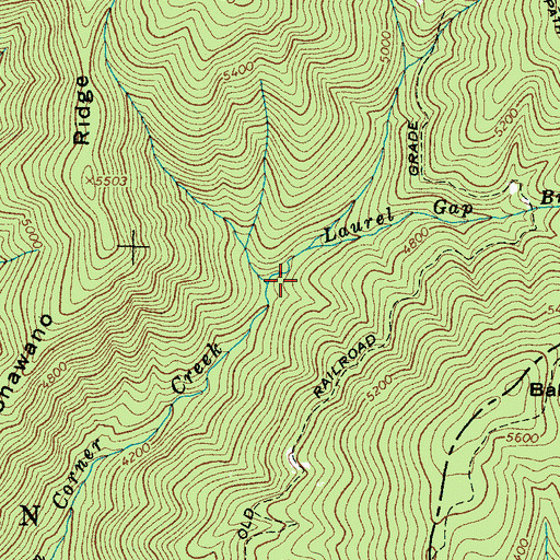 Topographic Map of Laurel Gap Branch, NC