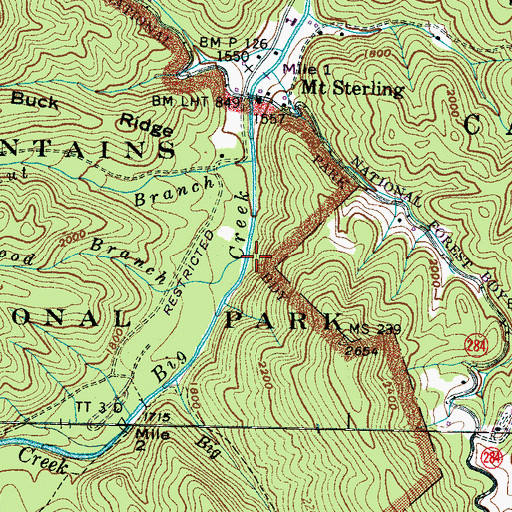 Topographic Map of Leatherwood Branch, NC