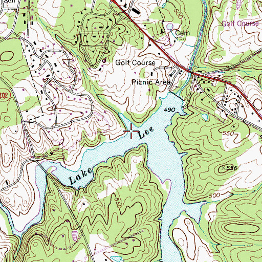 Topographic Map of Lake Lee, NC