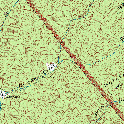 Topographic Map of Left Fork Redman Creek, NC