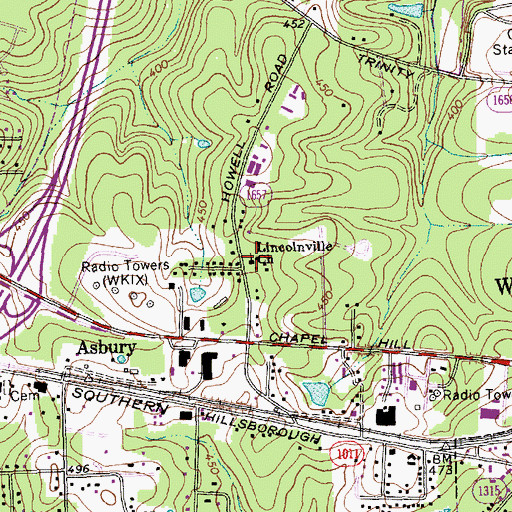 Topographic Map of Lincolnville Church, NC