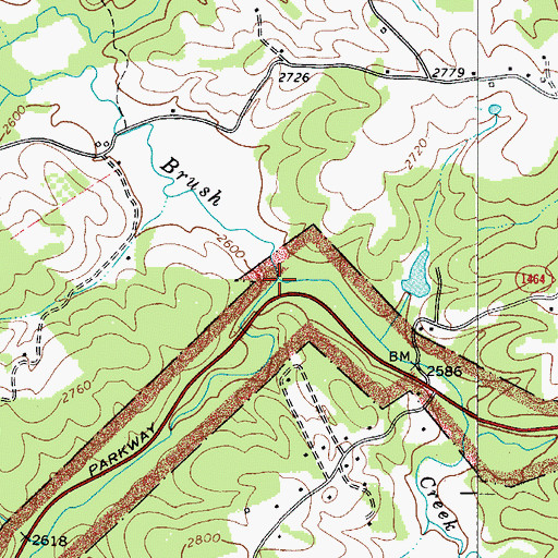 Topographic Map of Little Glade Creek, NC