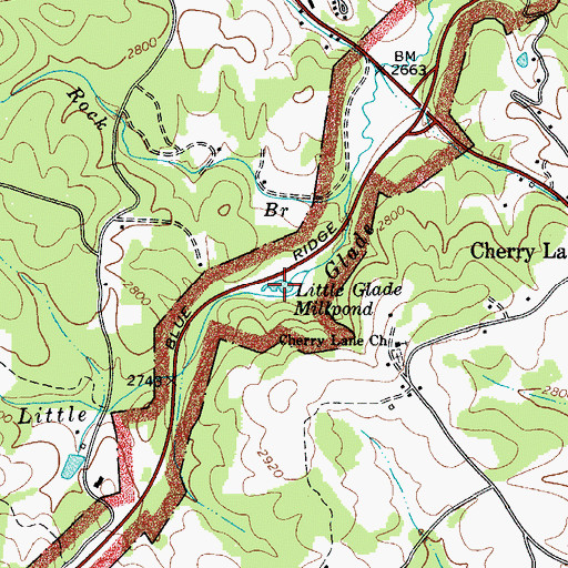 Topographic Map of Little Glade Millpond, NC