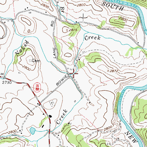 Topographic Map of Little Naked Creek, NC