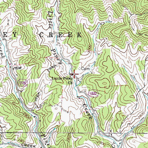 Topographic Map of Little Piney Church, NC